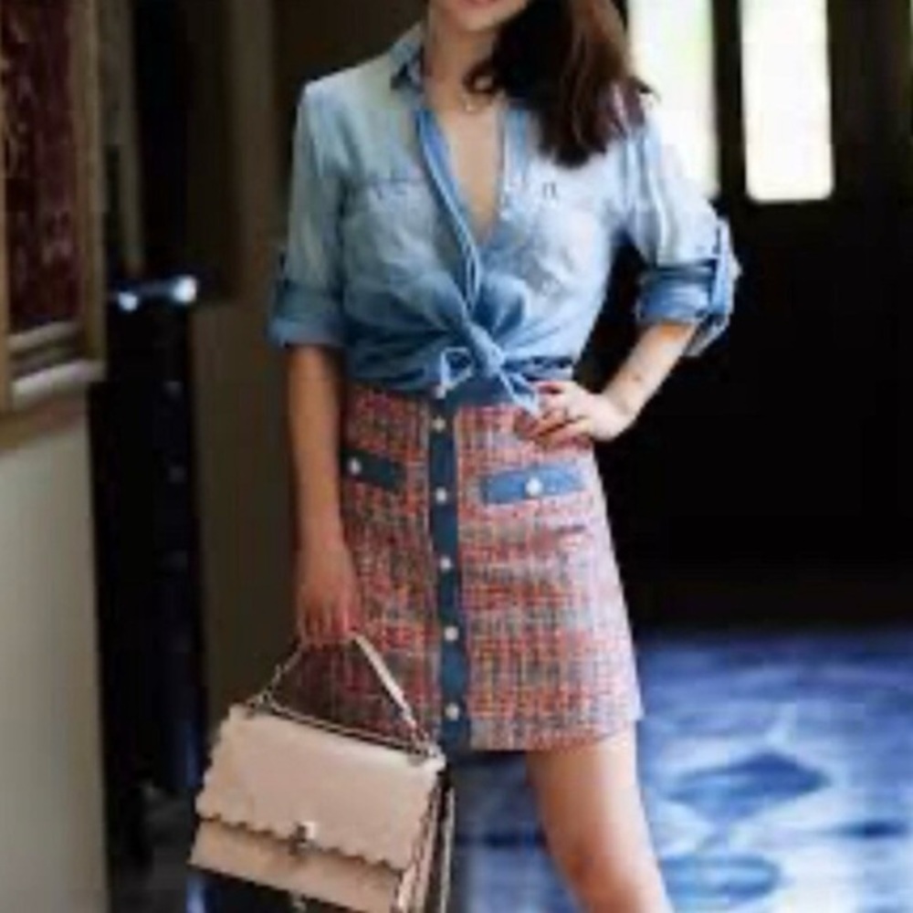 House Of Harlow 1960 Women's Tweed A-Line Mini Skirt Preppy Academia Size‎ 12 - Picture 11 of 11
